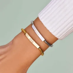 Engravable Disc Bead Stretch Bracelet -Deals Bijestora Store 40158GOLD 5