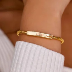 Engravable Disc Bead Stretch Bracelet -Deals Bijestora Store 40158GOLD 6