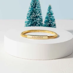 Engravable Disc Bead Stretch Bracelet -Deals Bijestora Store 40158GOLD 8