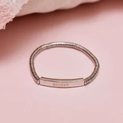 Engravable Disc Bead Stretch Bracelet -Deals Bijestora Store 40158SILV 2
