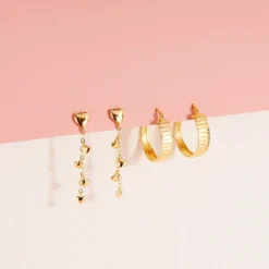 Heart Drop Chain Earrings -Deals Bijestora Store 50535GOLD 4 min