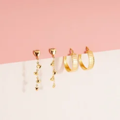 Wide Ribbed Hoop Earrings -Deals Bijestora Store 50536GOLD 5 min