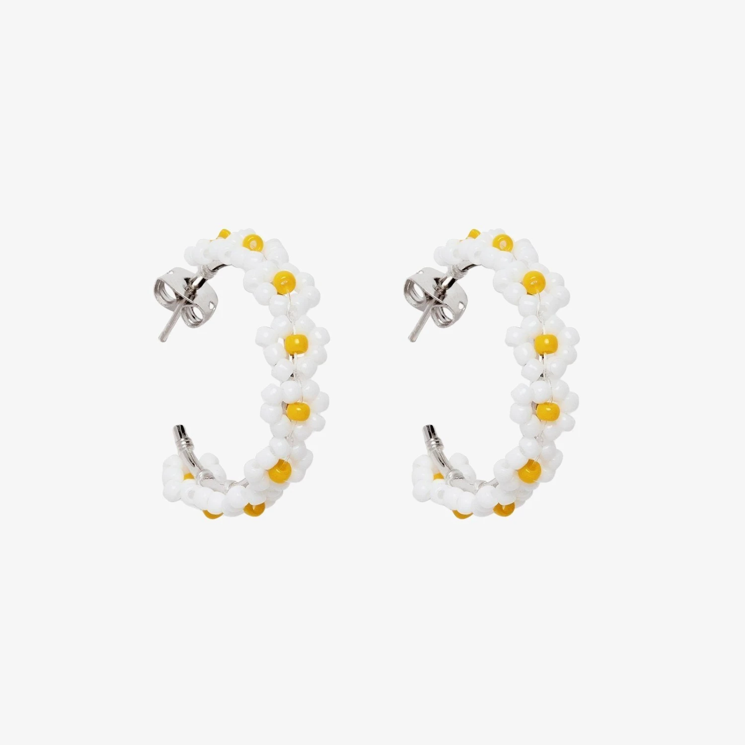 Beaded Flower Hoop Earrings 1 Beaded Flower Hoop Earrings