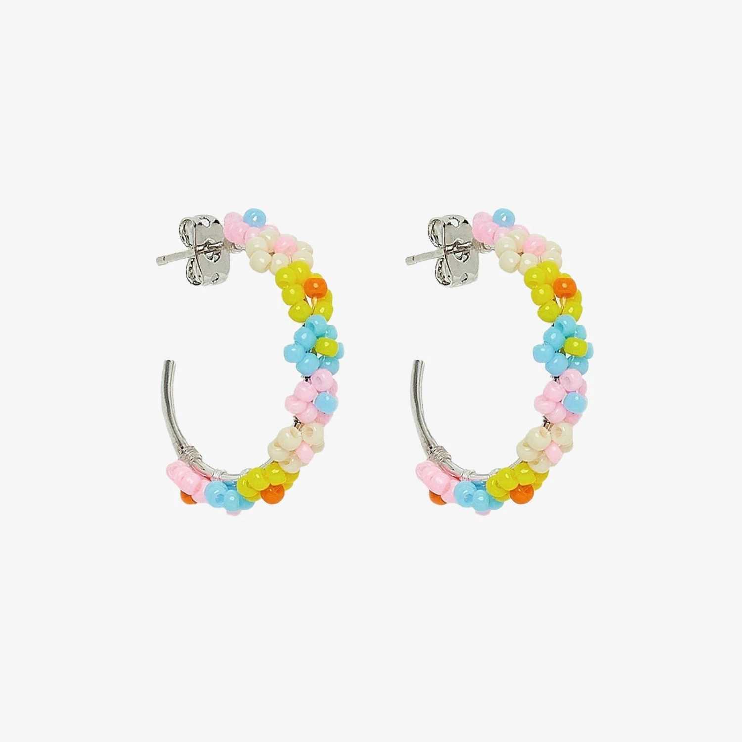 Beaded Flower Hoop Earrings 2 Beaded Flower Hoop Earrings - Image 2