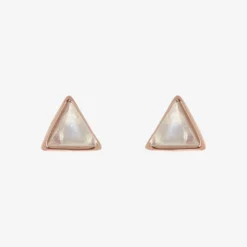 Gemstone Triangle Stud Earrings