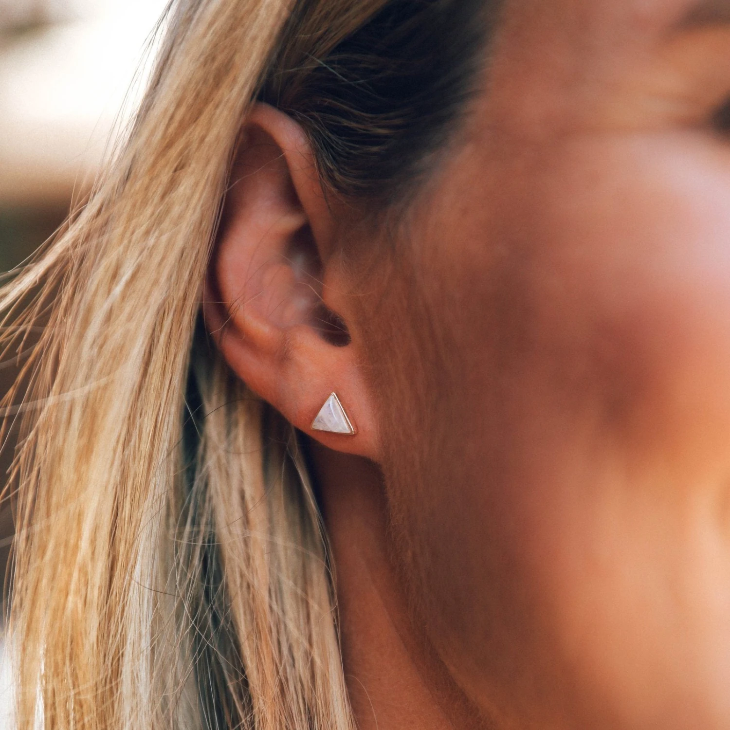 Gemstone Triangle Stud Earrings 2 Gemstone Triangle Stud Earrings - Image 2