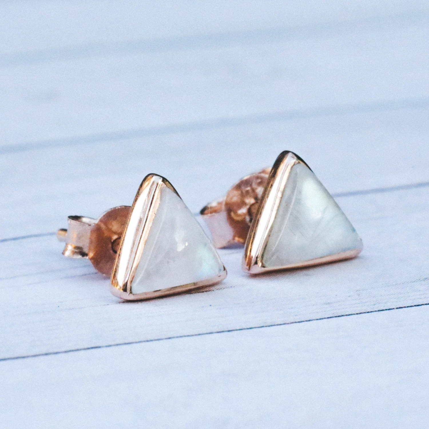 Gemstone Triangle Stud Earrings 4 Gemstone Triangle Stud Earrings - Image 4