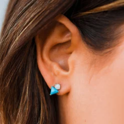 Turquoise & Moonstone Stud Earrings -Deals Bijestora Store PURAVIDA SUMMER FLATLAY NIKICRAM 70