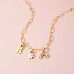 Harper Paperclip Chain Necklace -Deals Bijestora Store PV HarperFlats GoldPaperclipChain Charms