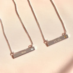 Engravable Bar Birthstone Necklace -Deals Bijestora Store Silver birthstone engravables7050 Edit