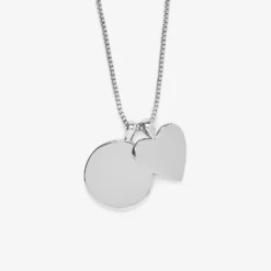 Engravable Layered Pendant -Deals Bijestora Store engraveable heartcircle silver necklace 02