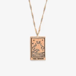 Tarot Card Pendant Necklace -Deals Bijestora Store tarot card necklace moon rosegold 02