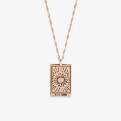 Tarot Card Pendant Necklace -Deals Bijestora Store tarot card necklace sun rsoegold 02